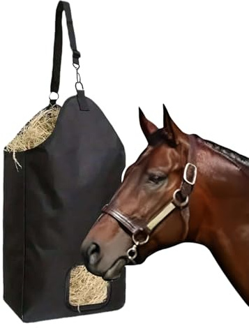 Feed Bags For Horses | Equine Net – Hangable Oxford Cloth Hay Barn Feeding Pouch, Stable Manger, Stall Holder, Corral Equestrian Accessory, Slow Feeder Sack, Durable Horse Treat Bag