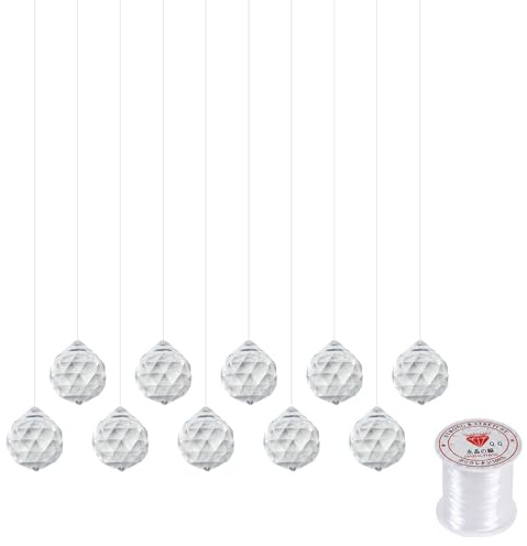 Nivofu 10 Colgantes Atrapasoles de Cristal, Prisma 30mm Creador de Arcoíris, con Línea Transparente 0,6 mm, Decoración para Ventana, Jardín, Hogar y Boda