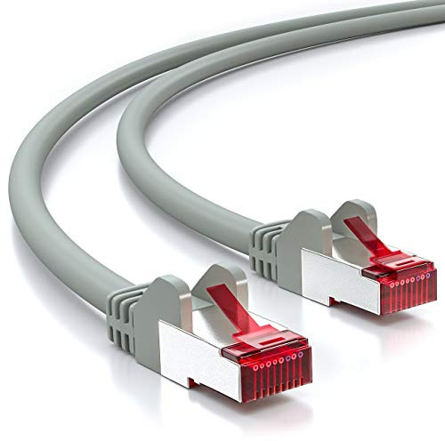 deleyCON 5m Cable de Red Cat6-1000 Mbit (Cobre, S/FTP, Libre de Halógenos) Cable Patch RJ45 Gigabit Ethernet LAN - para DSL Internet Wi-Fi Switch Router Módem Panel de Conexiones PoE - Gris