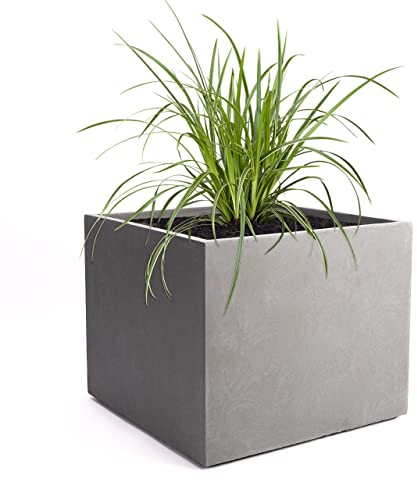 Pflanzwerk® Maceta Cube Gris 23x23x23cm *Resistente a Las heladas* *Protección UV* *Calidad Europeo*
