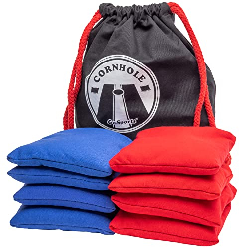 GoSports Cornhole-Wurfsäckchen, 8er-Set, offizielle Größe, für jedes Wetter, Rot und Blau