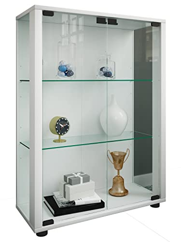 VCM Standvitrine 60x25x80 cm 2 Türen 3 Fächer Glas Holzwerkstoff | Schauraum für Bücher und Andenken - als Blickfang im Wohnbereich - für Wohnungen und Büros - hochwertige Verarbeitung