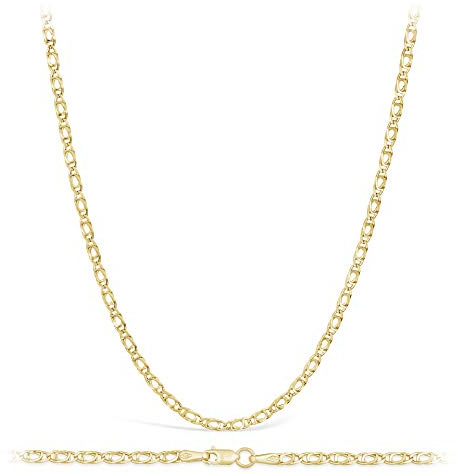 14 Karat 585 Gold Tigeraugen Pfauenauge Gelbgold Kette Breite 2.20 mm