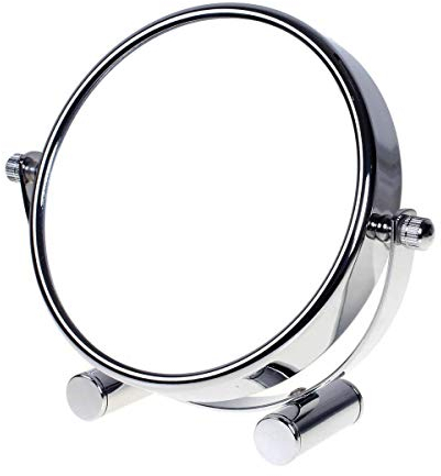 TUKA Specchio Cosmetico 10X Ingranditori, ø12,5 cm Doppia Faccia Specchi da Trucco Specchio da Tavolo cromato, 5 Specchio borsa per casa o viaggio, Specchio Bagno per Trucco e Rasatura, TKD3104-10x