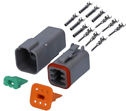 Kalitec KALI-1206 DEUTSCH DT Steckverbinder Set 6 polig - Wasserdicht IP68 | Deutsch Stecker KFZ Set - 6-polig - 0,75-2 mm² 18-14 AWG - PA-GF Polyamid - Ideal für Motorrad, Auto und LKW