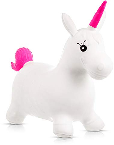 Hillington ® Children’s Inflatable Unicorn Space Hopper - Jumping Hopping Bouncer Toy For Kids - Outdoor & Indoor Animal Ride On Toy - With Pump Included - Great Fun for Kids Bouncing
