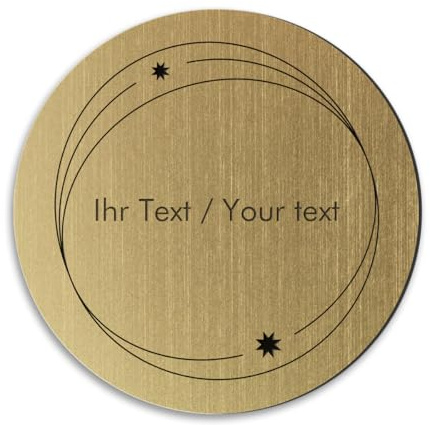 Rundes Türschild in Messing-Optik mit personalisierter Gravur - Ø 250 mm, gold-metallic/schwarze - Klingelschild, Namensschild mit eigenem Text
