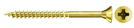 fischer Spanplattenschraube FSPII 5,0 x 80 Senkkopf gelbverzinkt Teilgewinde Kreuzschlitz PZ