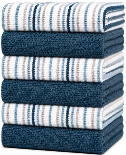 Bumble Kitchen Towels 6 Pack 100% Cotton 16x26 - Blue