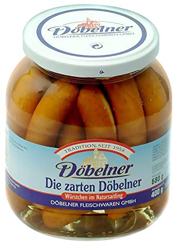 Döbelner Zarte Würstchen 16×25 g im Naturdarm – Fein gewürzt & besonders mild – Traditioneller Genuss für Snacks, Brotzeit & kalte Platten