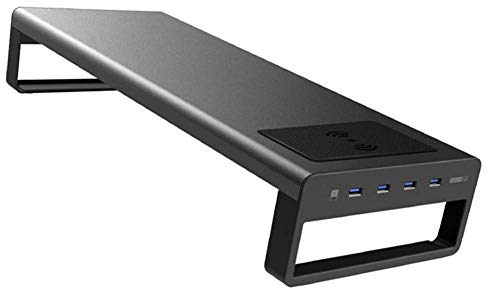Smart Base Alluminio Lega Computer Laptop Stand con USB 3.0 Porta, Ricarica Wireless Monitor Alzata Supporto, Notebook Tastiera Display LCD Mouse Conservazione Scrivania da Organizzatore Rack - 02