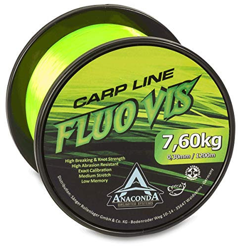 Anaconda Unisex – Erwachsene Fluovis Green Carp Line 1.200m/ 0,33mm
