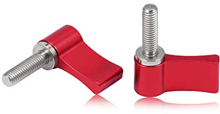 SPEEDWOX 2 st manlig gängning justerbar skruv M5 17 mm röd aluminiumlegering roterande knopp tumspak med enkel vinge för kamera