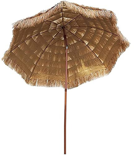 Yclty Parasol Inclinable pour Jardin Terrasse Plage Hawaiian Parasol, Parasol Exotique Paille Extérieur Portable de 6 Pieds, pour Jardins et Cours