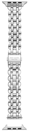 Kate Spade New York Designer Interchangeable Stainless Steel Band Compatible with Your 38/40/41mm Apple Watch Series 9/8/7/6/5/4/3/2/1/SE, Silver Scallop, One Size, Apple Band Stainless