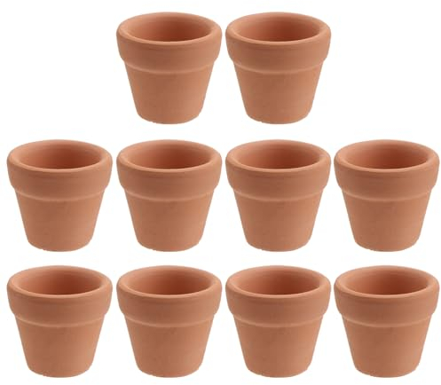YARNOW Lot de 10 petits pots de fleurs en terre cuite de 3 x 3 cm - Pots de fleurs en céramique pour cactus et plantes succulentes - Décoration de jardin