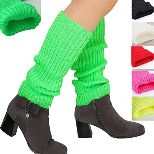 Jerany Gerippte Beinstulpen, einfarbig, gestrickte Socken, Yoga, Beinabdeckung, Beinstulpen für Damen und Mädchen (ein Paar), Grün , Einheitsgröße