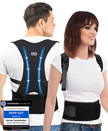 BACK BODYGUARD Hometrainer - Rücken Geradehalter für eine aufrechte Körperhaltung - Rückenstütze - Hometrainer zur Haltungskorrektur (Schwarz, 1S)