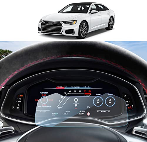 SKTU Protector de pantalla compatible con Audi A6 / A7 / Q8 2019-2023 2024 Panel de instrumentos Protector de pantalla de vidrio templado resistente a los arañazos 12,3 pulgadas