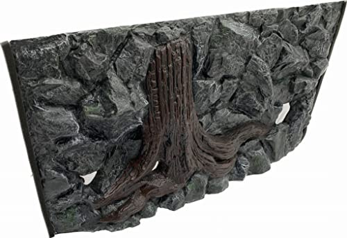 PLASTIKO - Aquarium Hintergrund 3D I Rückwänd 60x30 cm I Leicht zu Montieren und Reinigen I Keine Verklebung Erforderlich I Sicher für Tiere I Grau mit Baumwurzelmuster