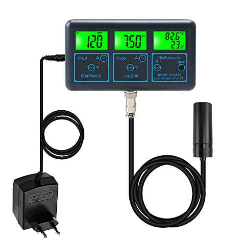 Irfora WiFi 7in1 Wasserqualitätstester Multiparameter-Wasseranalysator Digitalanzeige PH/ORP/EC/PPM/CF/Feucgkeits-/Temperaturüberwachungsmessgerät für Trinkwasseraquarium Aquakultur Schwimmbad