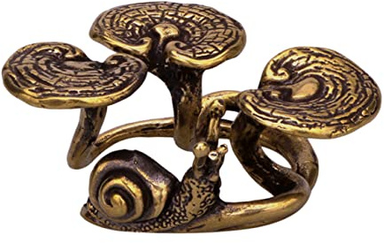 Abaodam Small Brass Ganoderma Incense Burner Snail Design for Desktop Decoration Antique Brass Craft Censer Adornment for Home Decor