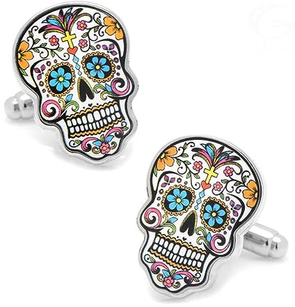 Manschettknappar för män Kvalitet Mässingsmaterial Muti-färg Day Of The Dead Manschettknappar