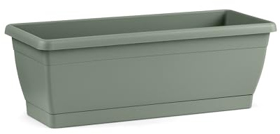 Veca Cassetta Roxanne con Sottocassetta 40 cm, Terra Laguna 60% Riciclato, Fioriera Balcone e Terrazzo, Ideale per Piante e Fiori, Outdoor
