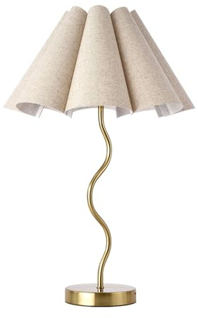 KUNJOULAM Small Table Lamp, Bedside Nightstand Lamp with Umbrella Form Fabric Lampshade, Morden Mini Desk Lamp for Bedroom Home Office Decor