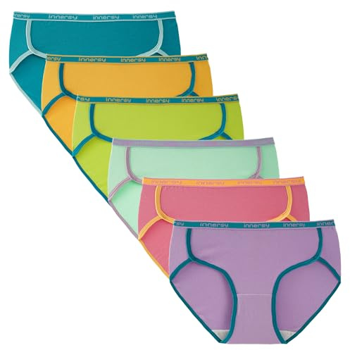 INNERSY Unterhosen Mädchen Baumwolle Unterwäsche Teenager Sportliche Slips 8-16 Jahren 6er Pack