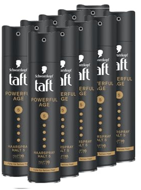 Schwarzkopf Taft Haarspray Powerful Age (10 x 250 ml), Haltegrad 5 Haarstyling, Haarspray für feines und dünner werdendes Haar, Fülle für feines Haar, Vegane Formel*