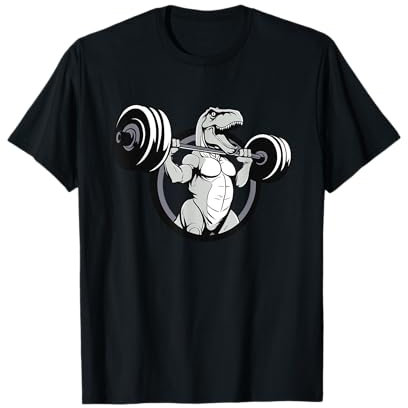 T-Rex mit Hantel Fitness Dino Muskelaufbau Kraftsport T-Shirt
