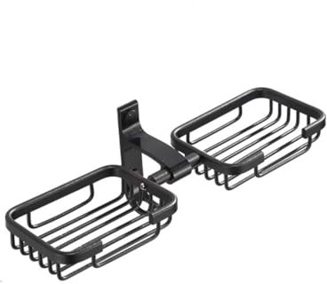Selbstklebender Seifenhalter aus Aluminium mit Haken, Schwarz
