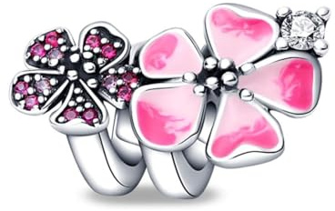 Unicorn Cat Sunflower Koala Dolphin Rainbow Angel Birthday Charm Bead Pendant 925 Sterling Silver Compatible With Pandora Charm Moments Bracelet (Pansy Rose Twisted Knot)