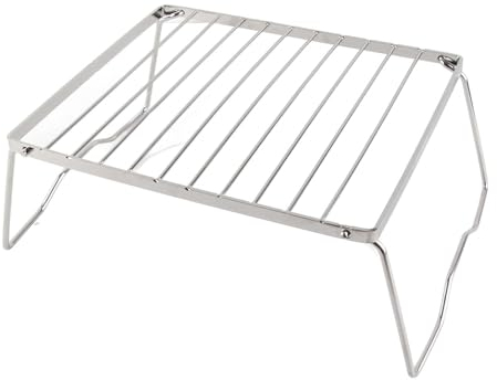 Campinggrill mit Klappbaren Beinen, Klappbarer Lagerfeuergrill aus Edelstahl, Robuster Tragbarer Campinggrill für Rucksackreisen, Wandern, Picknicks, Angeln (27.5 * 23.5 * 13cm)