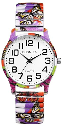 JewelryWe Orologio da Polso da Donna Elastico: Orologio Boemia Estivo con Numero Grande Cinturino Colorato in Metallo Retro Vintage Regalo per Lei
