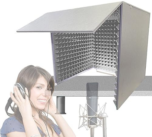 HDMOZUYT Portable recording vocal studio box, desktop soundproofing enclosure, microphone homemade isolation studio box, microphone recording equipment for studio, blog, vocals (gray 80 * 80 * 80cm)