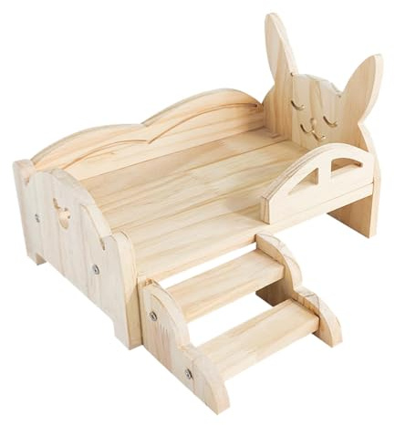 Haustierbett | Hasenbett | Hasenbett aus | Hasenunterstand | Lebensraum mit Treppe | Hasenkäfig Zubehör Chinchilla Nest für Hasen Eichhörnchen Igel Kätzchen Hamster Frettchen