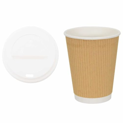 vidaXL Pappbecher mit Deckeln 1000 Stk. 12oz 300ml, Tasse, Pappe Kaffeebecher, Kaffeetasse, Tassen, Papierbecher, Kaffeetassen, Teetasse, Teetassen