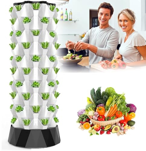 YEHOZZ Hydroponics Tower, Indoor Garden Hydroponic Growing, Hydroponic Tower Garden, Vertical Planter Tower, Hydroponics Growing Kit for Indoor Garden - Fruits & Vegetables,10Layers