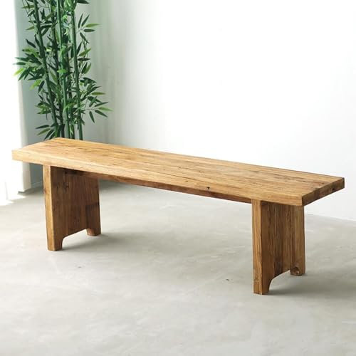 HARELA 2/3-Sitzer Bank Holzbank Gartenbank Sitzbank, Schuhbank, Lange Innenbank aus Alter Ulme, Küchenbank Wohnzimmerbank, für Flur, Wohnzimmer, Sitzbank Schlafzimmer