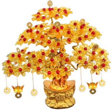 F Fityle Geldbaum-Statue, chinesische Glücksbringer-Dekoration, Feng Shui-Figur, für Festival, Hochzeit, Restaurant, Wohnzimmer, Ornament, Style C
