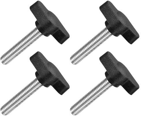 QUARKZMAN 4pz Manopole ad Alette a T a Farfalla, Manopola Serraggio Vite M6 x 30mm Filettatura Maschio Viti Acciaio Inossidabile 304 Maniglia 27mm Dia per Sostituzione Manopola, Nero