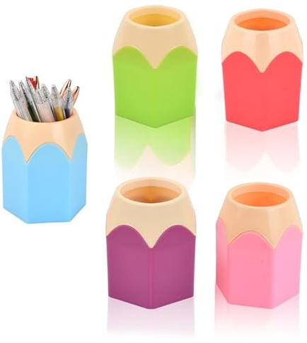 heavenlife Portapenne da Scrivania, 5 Pezzi Multicolore, Portapenne Creativo in Plastica