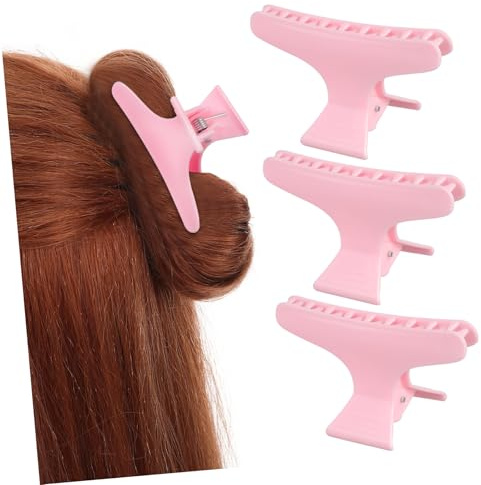 BELLIFFY 12 Pcs Pink Hair Clips Butterfly Sectioning Hair Clips for Hairdressering Made of Robust Plastic Material for Casual Day and Multiple Occasions