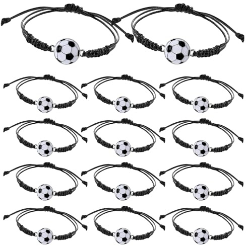 14 Pcs Football Bracelets for Boys, Football Friendship Party Bags Fillers | boys party bag fillers, party bag fillers for kids football,Adjustable Metal Football Charm Bracelet Soccer Gifts For Boys