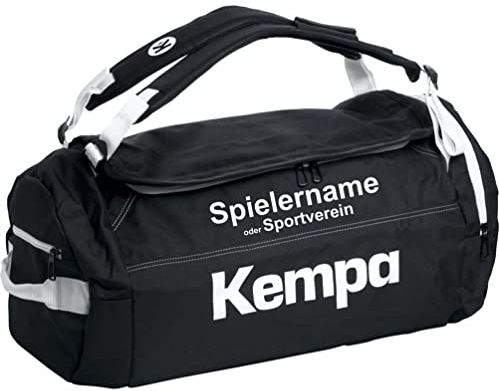 Kempa Sportartikelland Angebot Sporttasche Rucksack K-LINE 40 L 53 x 30 x 26 cm schwarz mit Aufdruck Name