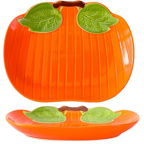 Piatto in ceramica, piatto piano a forma di zucca, adatto a varie occasioni
