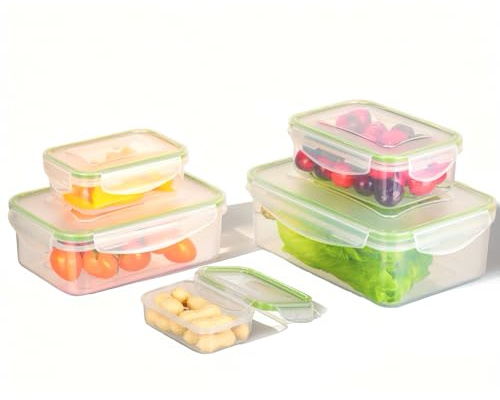 Romon contenitori ermetici per alimenti 7 Pezzi Set Contenitori per Alimenti Ermetici e Empilabili Plastica Resistente Ideali per Pranzo e Preparazione Mangiari
