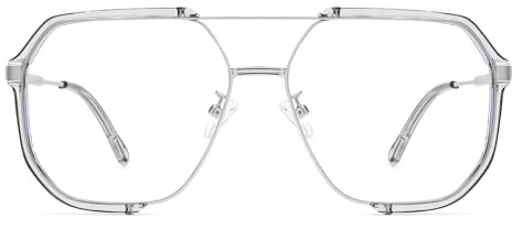 Dollger pilotglasögon blåljusfilter för PC gaming lättaste UV400 skyddsglasögon blått ljusskydd för kontor hemmakontor unisex, GRÅ, M